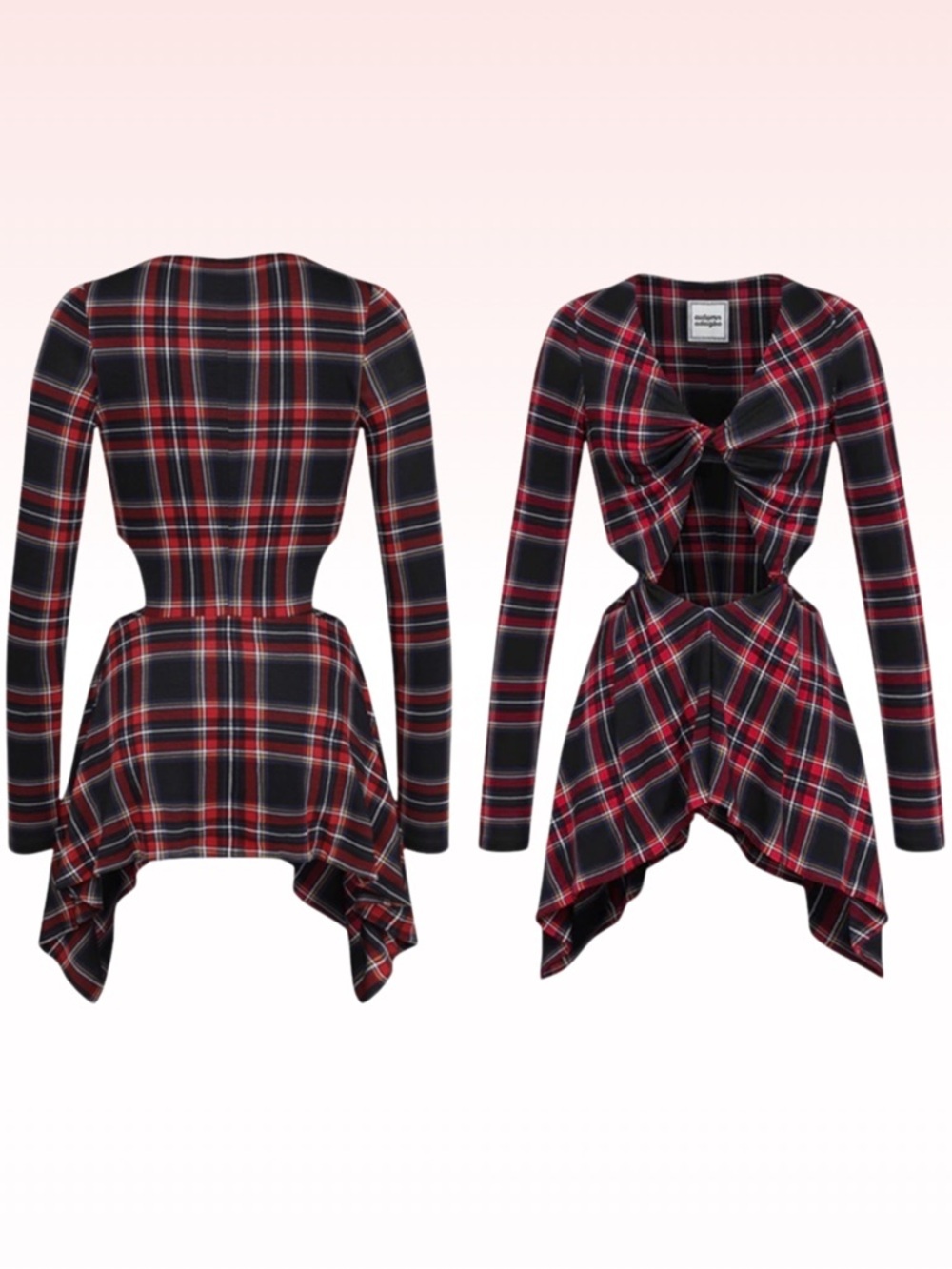 Nwt AUTUMN ADEIGBO “Blythe Blouse” Red Plaid Cut Out Fairy Top (Sz 2)